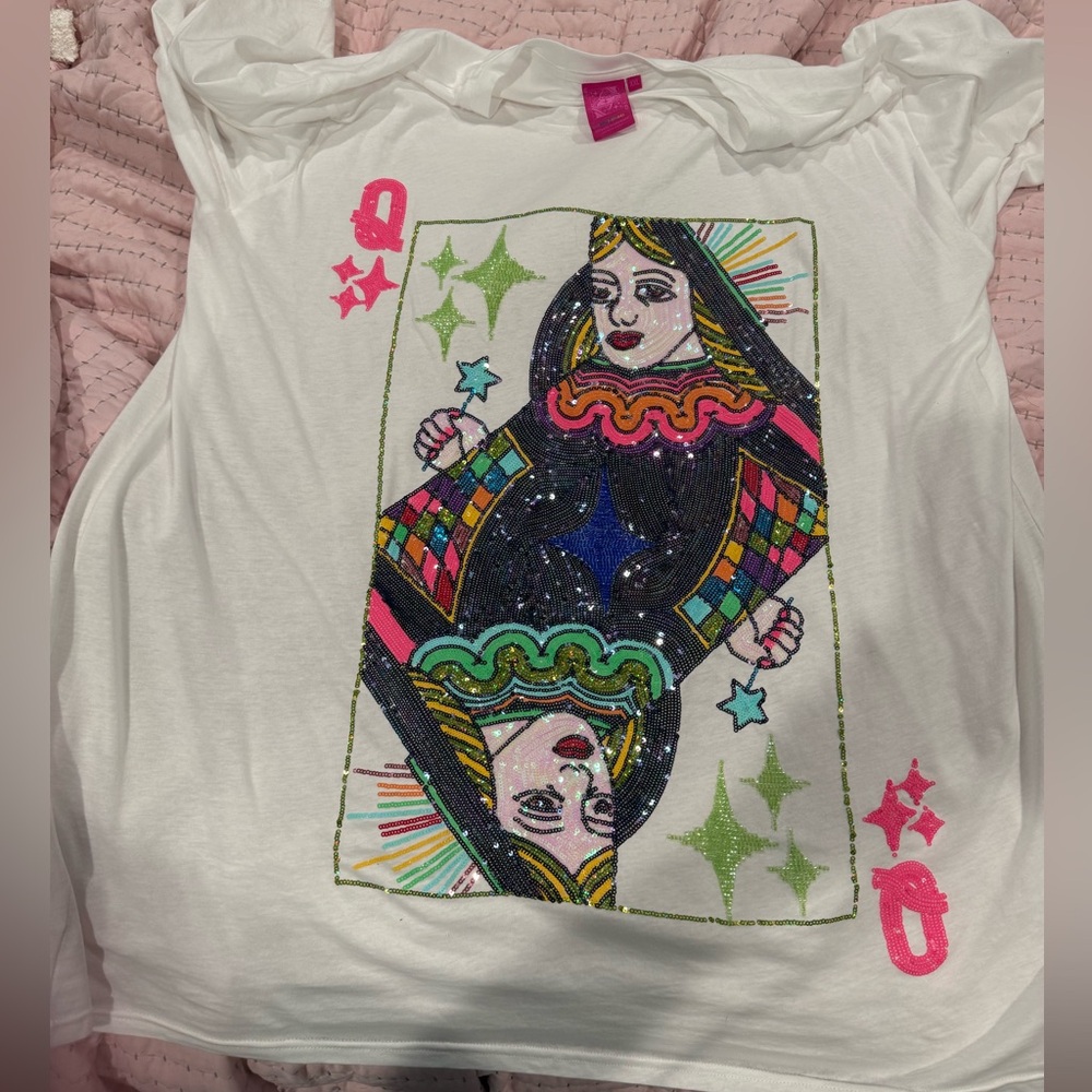 White QOS Card Tee Dress XXL